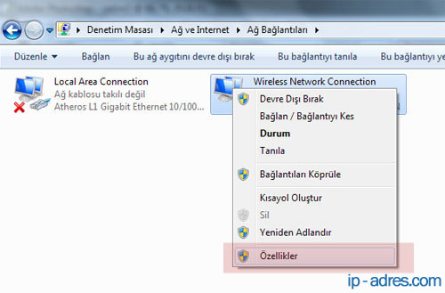 Windows 7 DNS Ayarları Değiştirme